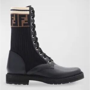 Fendi Rockoko Leather Combat Boots